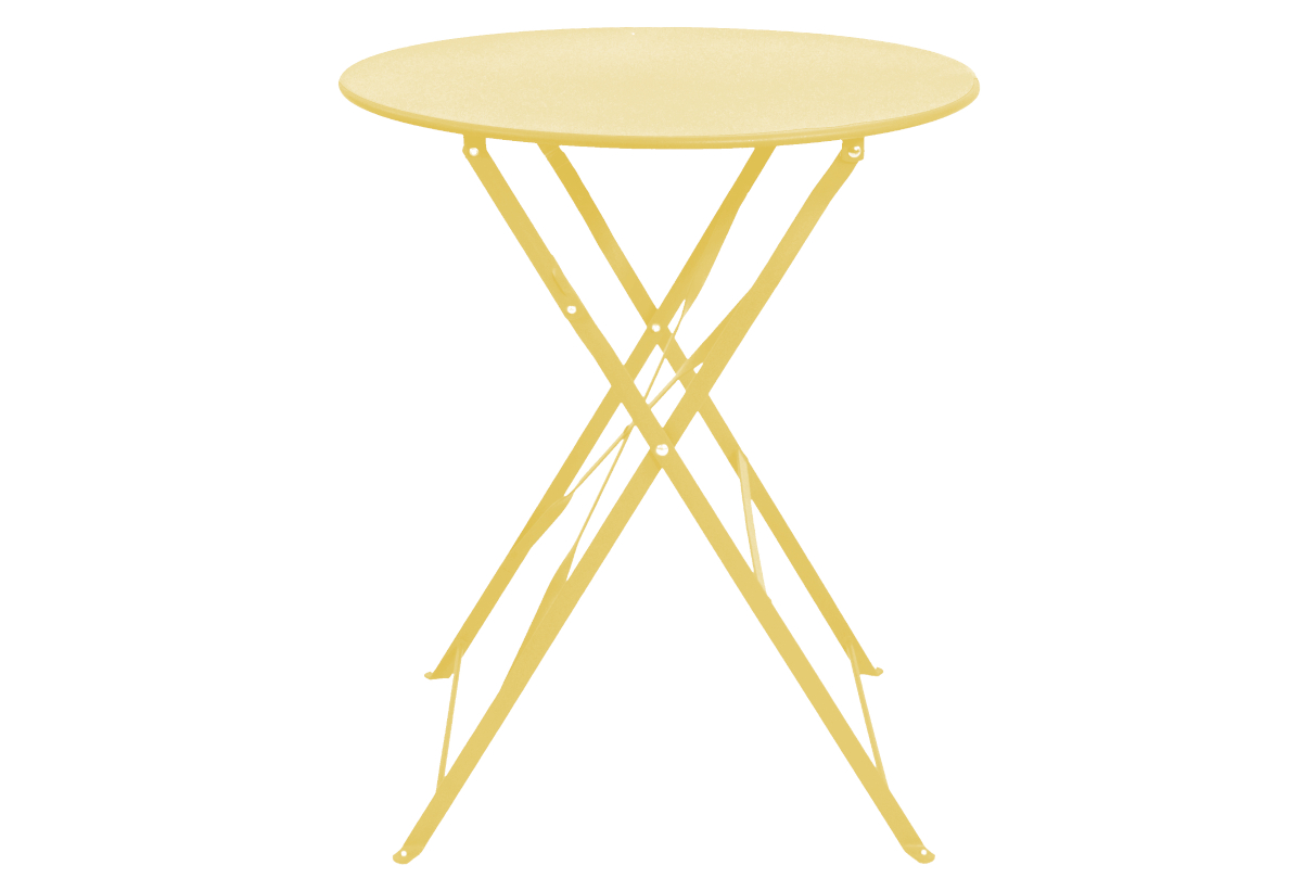 Απεικονίζει κίτρινο πτυσσόμενο τραπέζι